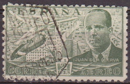 z vendido ESPAÑA 1941 945 Sello Juan de la Cierva y Autogiro 2pts Usado Espana Spain Espagne Spagna Spanje Spanien 